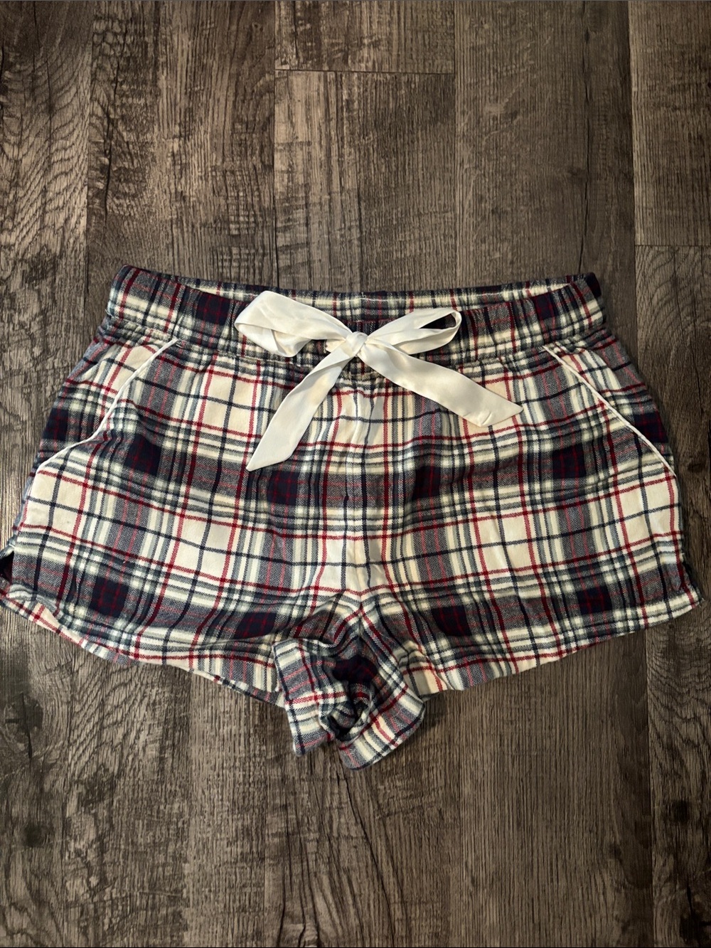 Abercrombie and Fitch Flannel Pajama Shorts - Navy Plaid - Size Medium